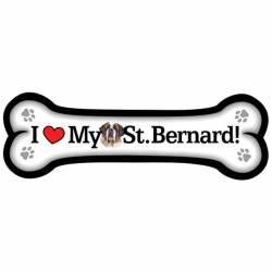 I Love My Saint Bernard - Dog Bone Magnet
