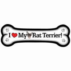 I Love My Rat Terrier - Dog Bone Magnet
