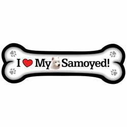 I Love My Samoyed - Dog Bone Magnet