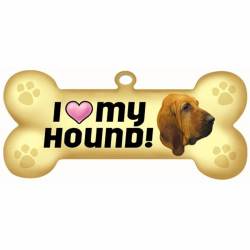 I Love My Blood Hound Beige - Dog Bone Magnet