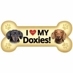 I Love My Doxies Beige - Dog Bone Magnet