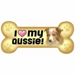 I Love My Aussie Beige - Bone Magnet