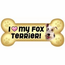 I Love My Fox Terrier Beige - Dog Bone Magnet
