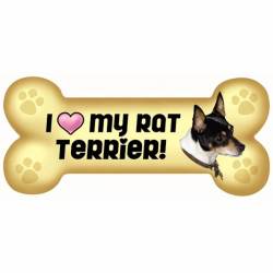I Love My Rat Terrier Beige - Dog Bone Magnet