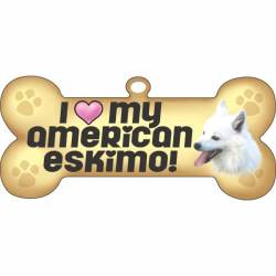 I Love My American Eskimo Beige - Dog Bone Magnet