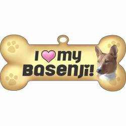 I Love My Basenji Beige - Dog Bone Magnet