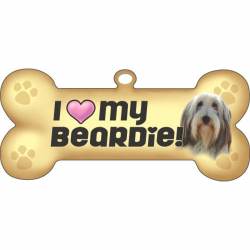 I Love My Beardie Beige - Dog Bone Magnet