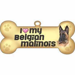 I Love My Belgian Malinois Beige - Dog Bone Magnet