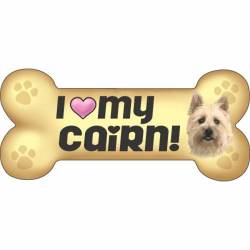 I Love My Cairn Terrier Beige - Dog Bone Magnet