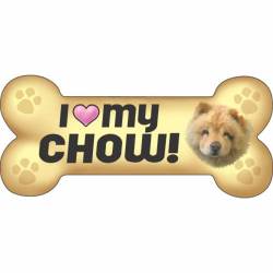 I Love My Chow Beige - Dog Bone Magnet