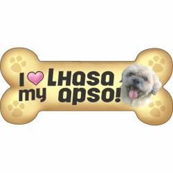 I Love My Lhasa Apso Beige - Dog Bone Magnet