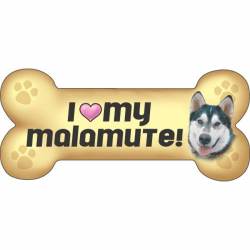 I Love My Malamute Beige - Dog Bone Magnet