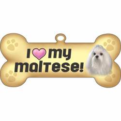 I Love My Maltese Beige - Dog Bone Magnet