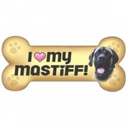 I Love My Mastiff - Black Dog Bone Magnet
