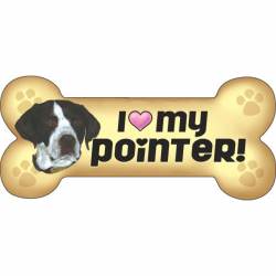 I Love My Pointer Beige - Dog Bone Magnet