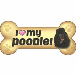 I Love My Black Poodle Beige - Dog Bone Magnet