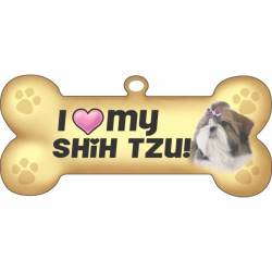 I Love My Shih Tzu Beige - Dog Bone Magnet