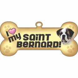 I Love My Saint Bernard Beige - Dog Bone Magnet