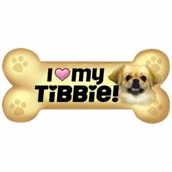 I Love My Tibbie Beige - Dog Bone Magnet