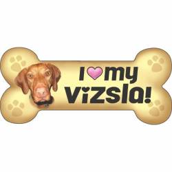 I Love My Vizsla Beige - Dog Bone Magnet