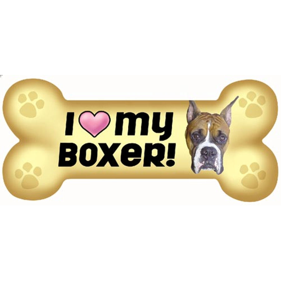 I Love My Boxer Beige - Dog Bone Magnet at Sticker Shoppe