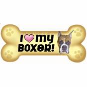 I Love My Boxer Beige - Dog Bone Magnet