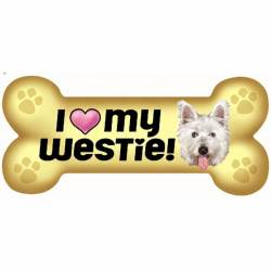 I Love My Westie Beige - Dog Bone Magnet