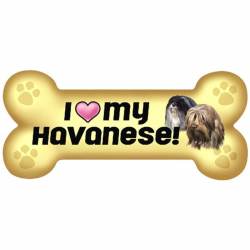 I Love My Havanese Beige - Dog Bone Magnet