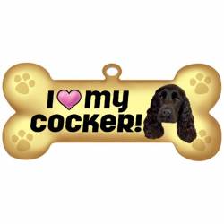 I Love My Black Cocker Spaniel Beige - Dog Bone Magnet