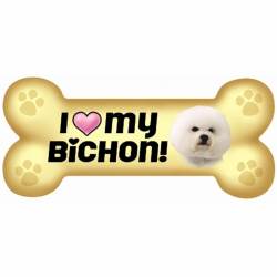 I Love My Bichon Beige - Dog Bone Magnet