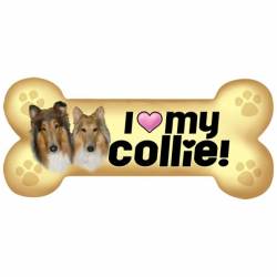 I Love My Collie Beige - Dog Bone Magnet