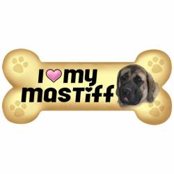 I Love My Mastiff Beige - Dog Bone Magnet