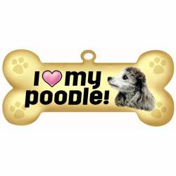 I Love My Poodle Beige - Dog Bone Magnet