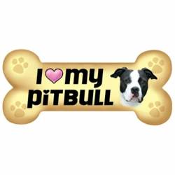 I Love My Black Pitbull Beige - Dog Bone Magnet