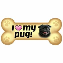 I Love My Black Pug Beige - Dog Bone Magnet