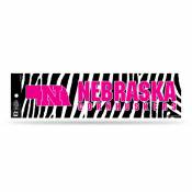 University Of Nebraska Cornhuskers Pink Zebra - Bumper Sticker