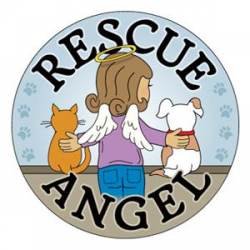 Rescue Angel Cat & Dog - Circle Magnet