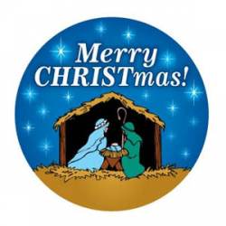 Merry CHRISTmas! - Circle Magnet