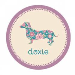 Doxie Floral - Circle Magnet