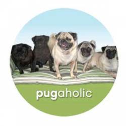 Pug Pugaholic - Circle Magnet