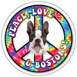 Peace Love & Bostons - Circle Magnet