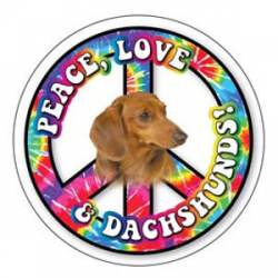 Peace Love & Brown Dachshunds - Circle Magnet