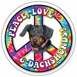 Peace Love & Black Dachshunds - Circle Magnet