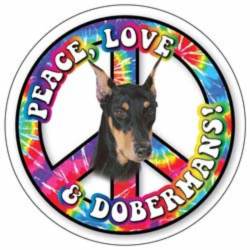 Peace Love & Dobermans - Circle Magnet