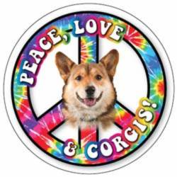 Peace Love & Corgis - Circle Magnet