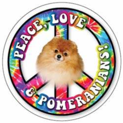 Peace Love & Pomeranians - Circle Magnet