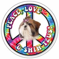 Peace Love & Shih Tzus - Circle Magnet