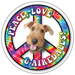 Peace Love & Airedales - Circle Magnet