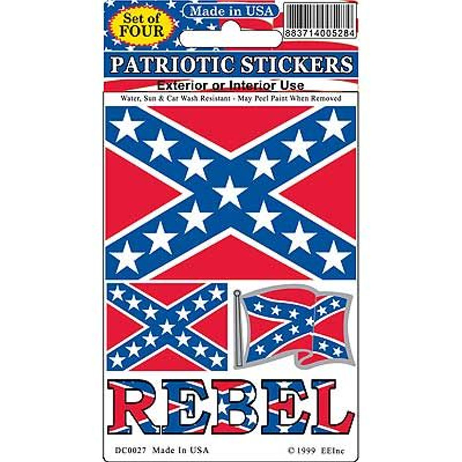 Confederate Rebel Flag Set of 4 Stickers at Sticker Shoppe