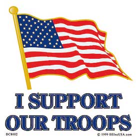 I Support Our Troops American Flag - Clear Window Decal at Sticker Shoppe